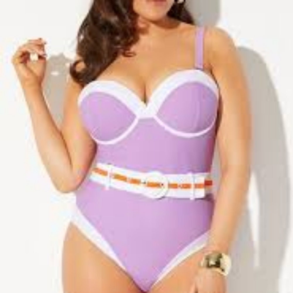 Swimsuit For All By Gabi fresh Girlfriend Belted Underwire One Piece Size 10D/DD